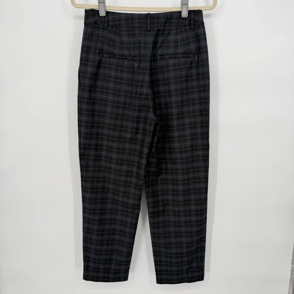 Tibi Sz 4 Plaid Taylor Pants Straight Leg Ankle Trouser Office Career Wool Blend
